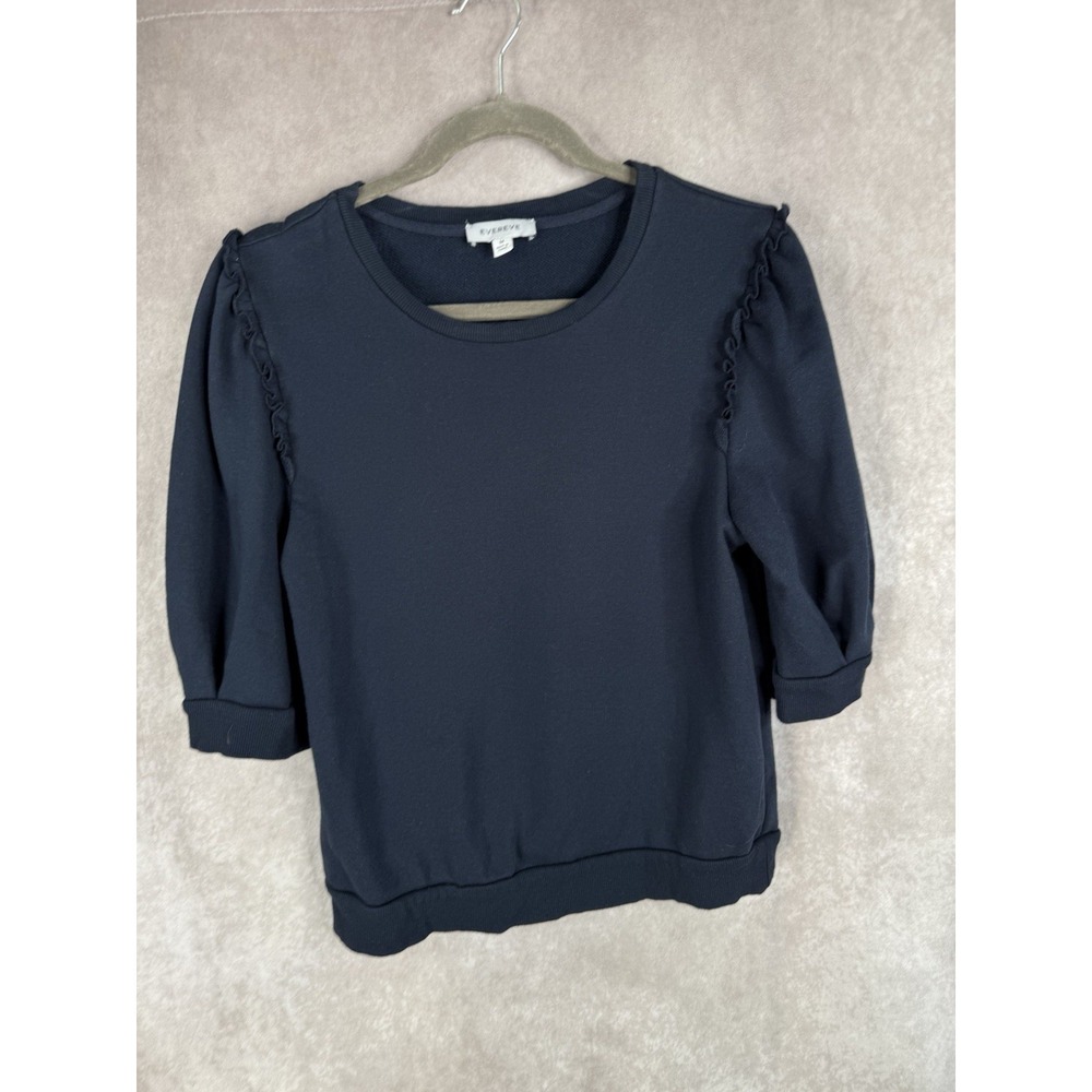 Evereve Puff Sleeve Sweatshirt In Navy Blue Women's Size M